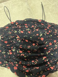 Floral Cute Black Top