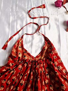 Boho Chic Red Halter short Kurti