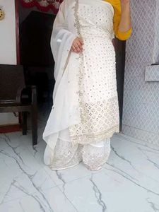 Georgette Embroidered Sharara DressName: Georgett