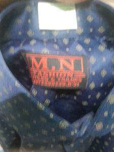 Men&#39;s Blue Patterned Dress Shirt