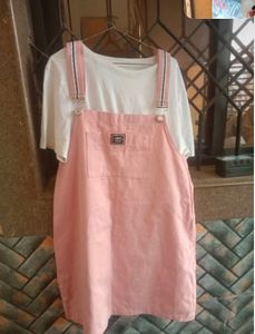 Dungree Dress! Pink One With Tshirt