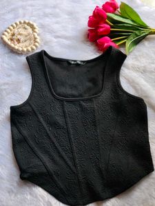 Black Corset Style Crop Top