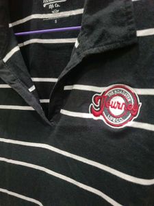 Roadster Polo Oversized Crop - Striped T Shirt