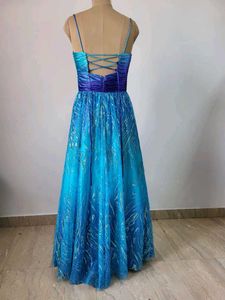 Blue Beaded Evening Gown