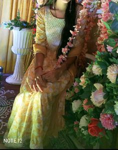 Yellow Floral Anarkali Suit