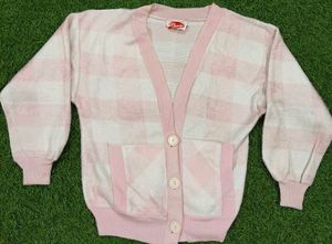 Imported Pink Plaid Cardigan