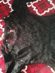 Imported Black Maxi Dress With Net Fabric