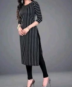Striped Black Kurta