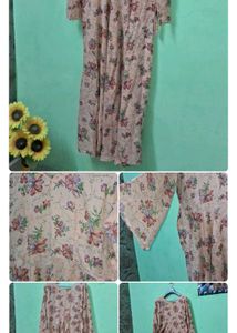 Cream Anarkali Western Dress 3xl Cotton Gown