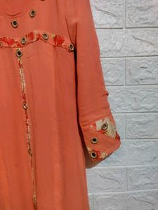 Coral mirror-detail dress