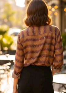 vintage Patterned Button-Up Shirt