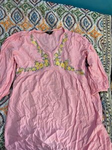 Pink Embroidered Tunic Top