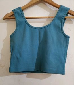 Teal Blue Ribbed Top