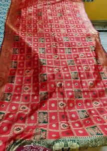 Red &amp; Gold  Saree(durga puja Sale)