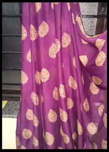 Beautiful Purple Saree With Stiched Blouse