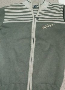 Striped Knit sweater for men with front zip