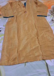 Beautiful Mustard Cotton Silk Kurta