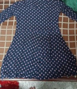 Navy Patterned Fit & Flare Dress