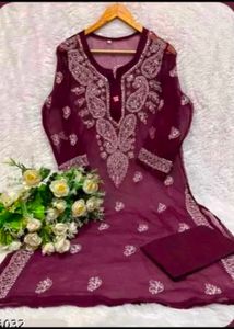 Chickenkari With Mirror Work Kurti
