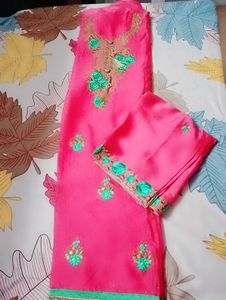 Pink & Teal Embroidered Ethnic Suit