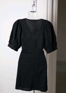 Black Puff Sleeve Mini Dress