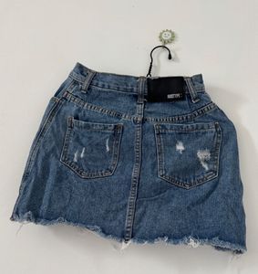 Distressed Denim Mini Skirt