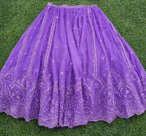 Purple Embellished Lehenga Skirt
