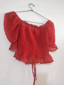 Red Bohemian Crop Top