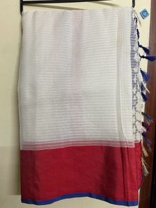 Elegant Blue &amp; White Saree