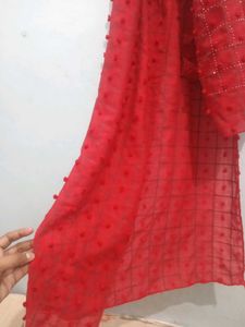 Red Pom Scarf