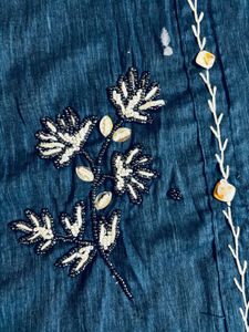 Straight Kurti With Hand Work Design .