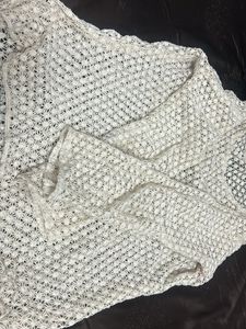 White Crochet Knit Top