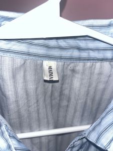 Blue Striped Shirt With Ruffles