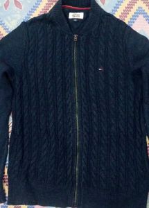 Tommy Hilfiger Navy Cable Knit Zip-Up Sweater