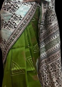 Pure Silk Block Printed Aeroplane Rising Saree