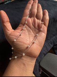 2 row pearl necklace in 92.5 silver