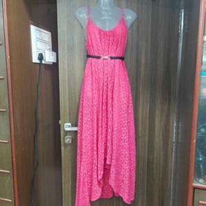 Pink Lace Asymmetric Dress