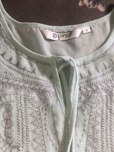 Light Blue Embroidered Top
