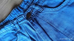 Blue Wide Leg Cargo Jeans