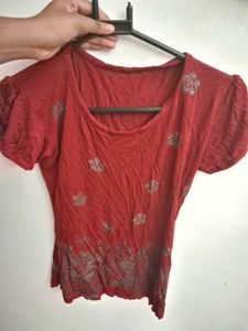 Red Floral Print Tee