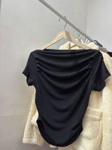 Black Ruched Short Sleeve Top