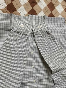 Men Checked Poly Viscose Off White Shirt