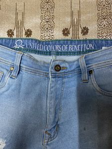 Light Blue Rugged Denim Men Shorts(32 Inches Size)