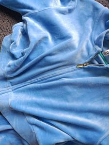 H&amp;M Baby Blue Velour Zip-up Hoodie