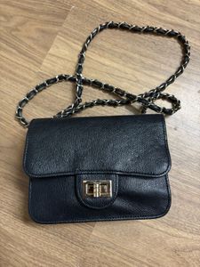 Leather Black Sling Bag Small