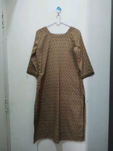 Olive Green Leaf Print Brown Kurta Pajama Dupatta