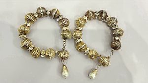 Silver Beaded Bracelet Set With Magnetic Clasp
