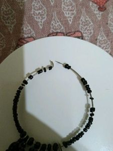 Black Beaded Dangle Earrings