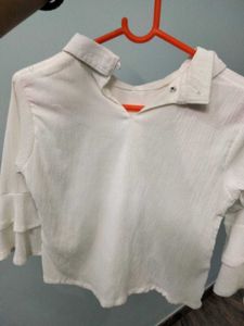 White Blouse with Collar Detail