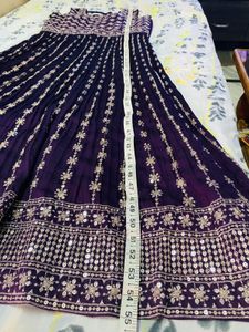 Purple Embroidered  Kameez With Dupatta
